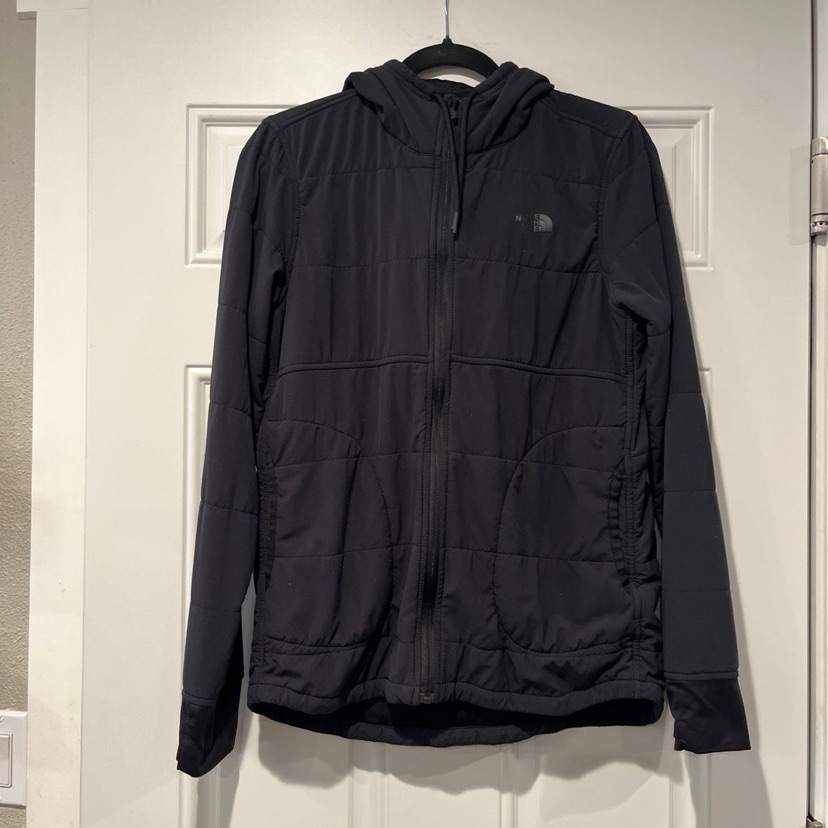 Womens Medium M North Face Jacket Coat With Hood Light Weight Black